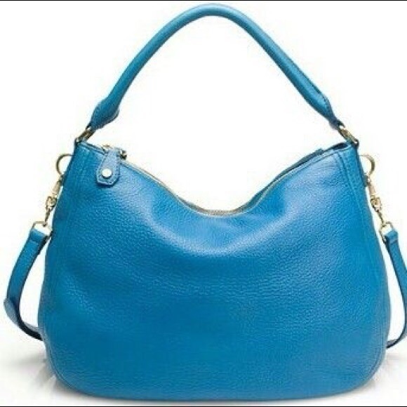 J. Crew Biennial Hobo Blue Purse 100% Leather - Picture 1 of 6